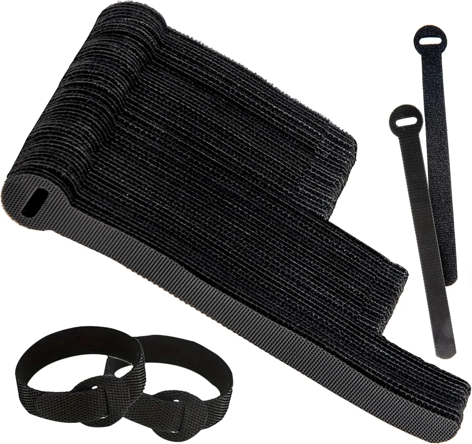 120 PCS Wire Organizers for Cords, 5 6 8 inch Wire Management Ties Reusable Multi Size Cord Wraps Black, Adjustable Cable Ties