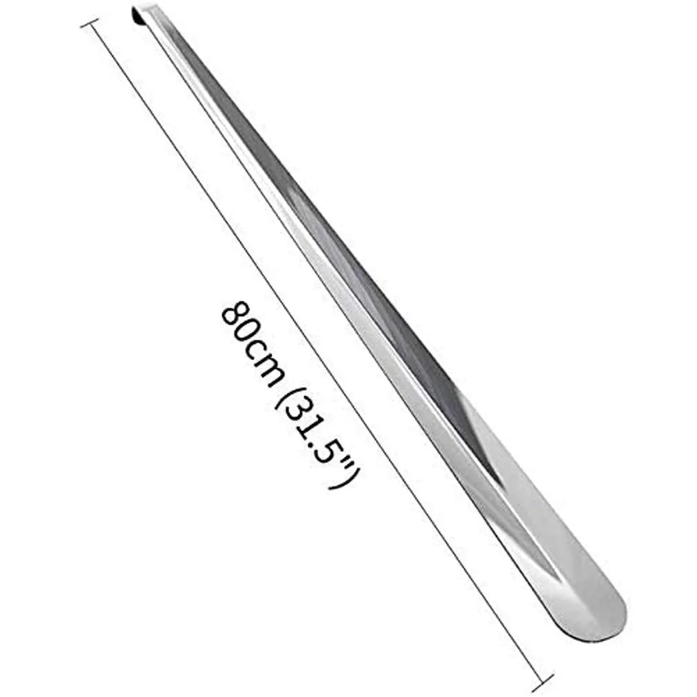31.5" Extra Long Shoehorn,Stainless Steel Shoe Horn,Long Handle Durable Metal Boot Horn with Hook