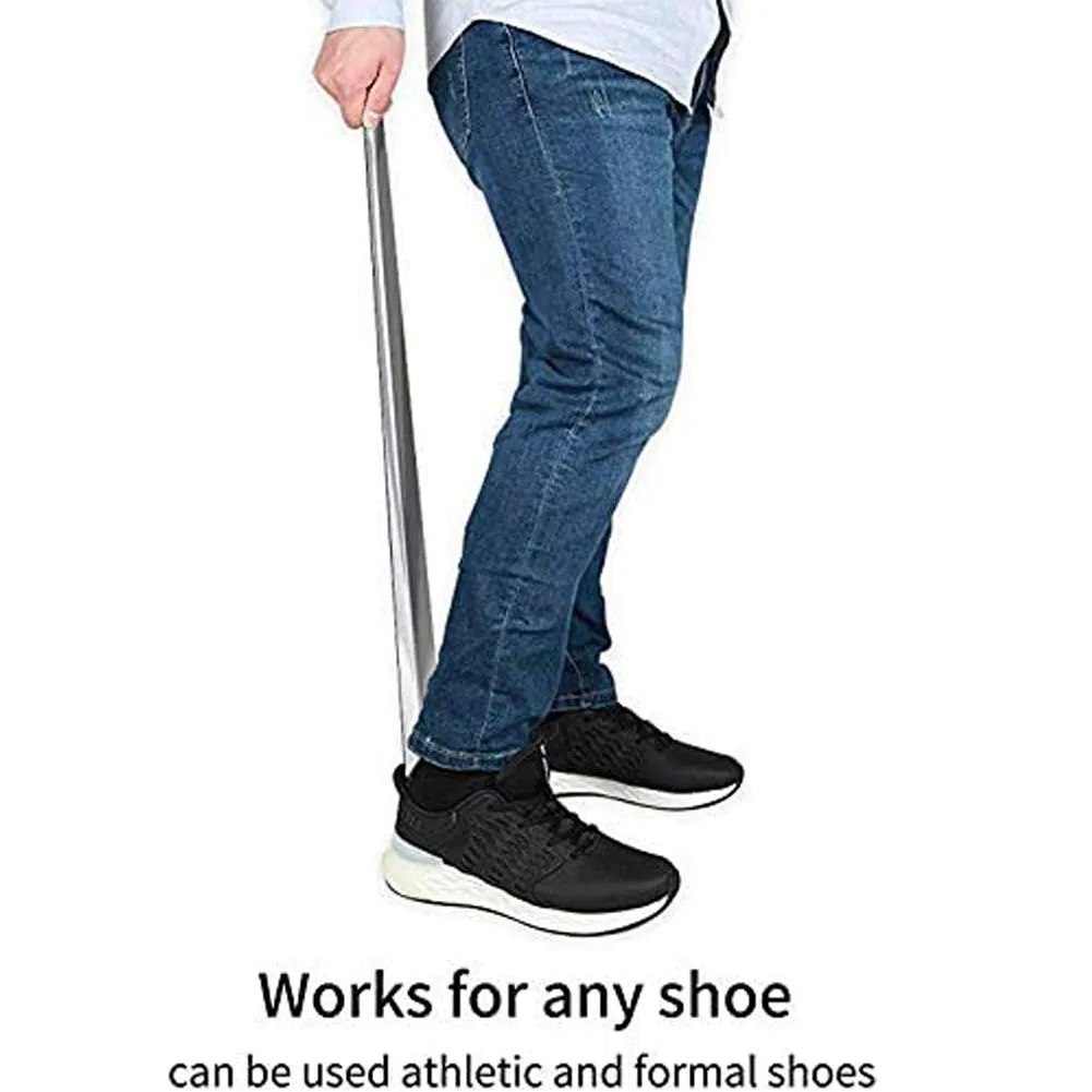 31.5" Extra Long Shoehorn,Stainless Steel Shoe Horn,Long Handle Durable Metal Boot Horn with Hook