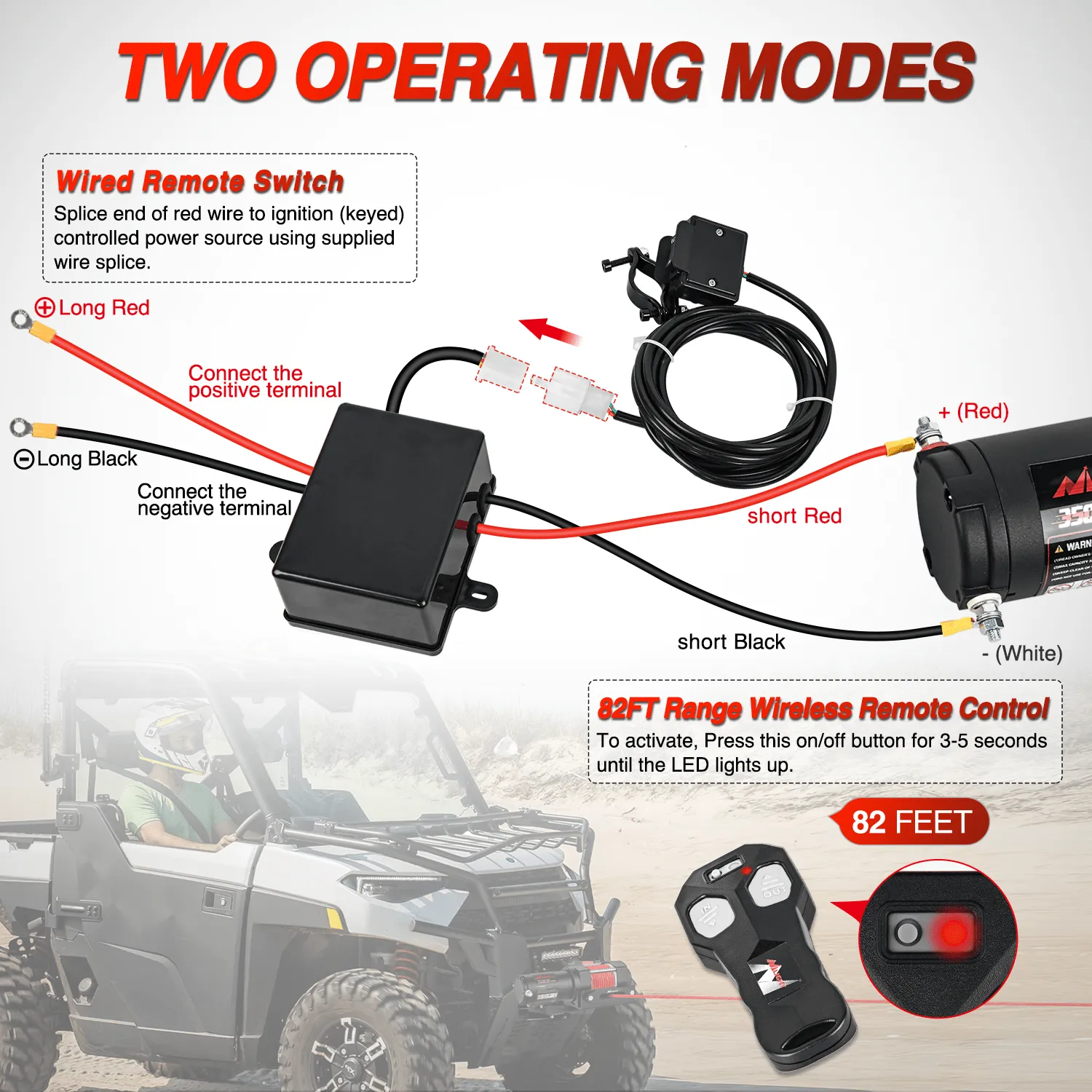 3500 lb ATV/UTV Electric Winch Kit With Synthetic Winch Rope