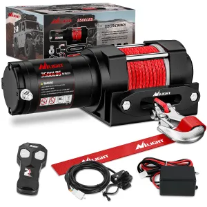 3500 lb ATV/UTV Electric Winch Kit With Synthetic Winch Rope