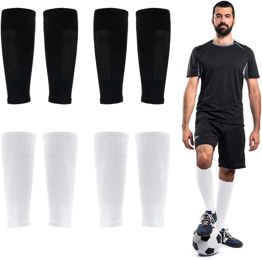 4 Pairs Leg Sleeves for Soccer, Shin Guard Sleeves Accompany Grip Socks, Youth Adults