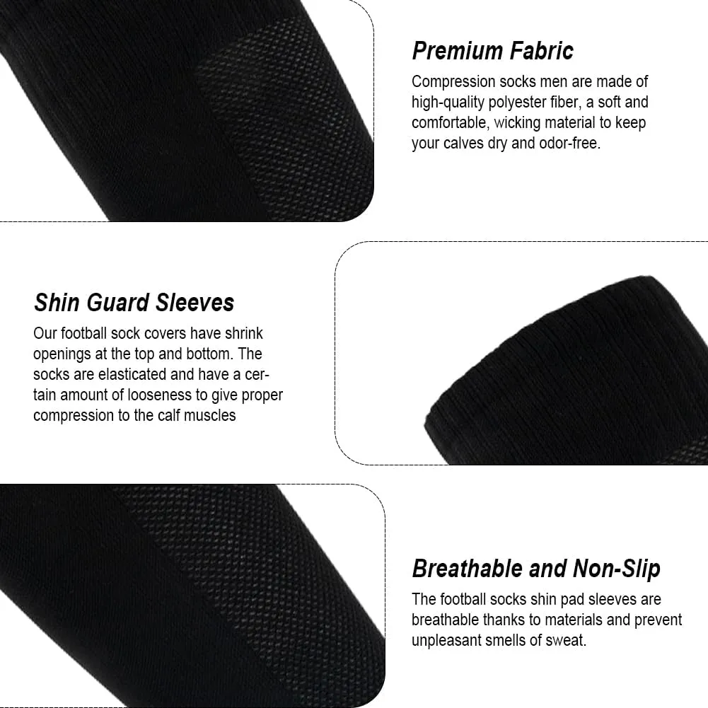 4 Pairs Leg Sleeves for Soccer, Shin Guard Sleeves Accompany Grip Socks, Youth Adults