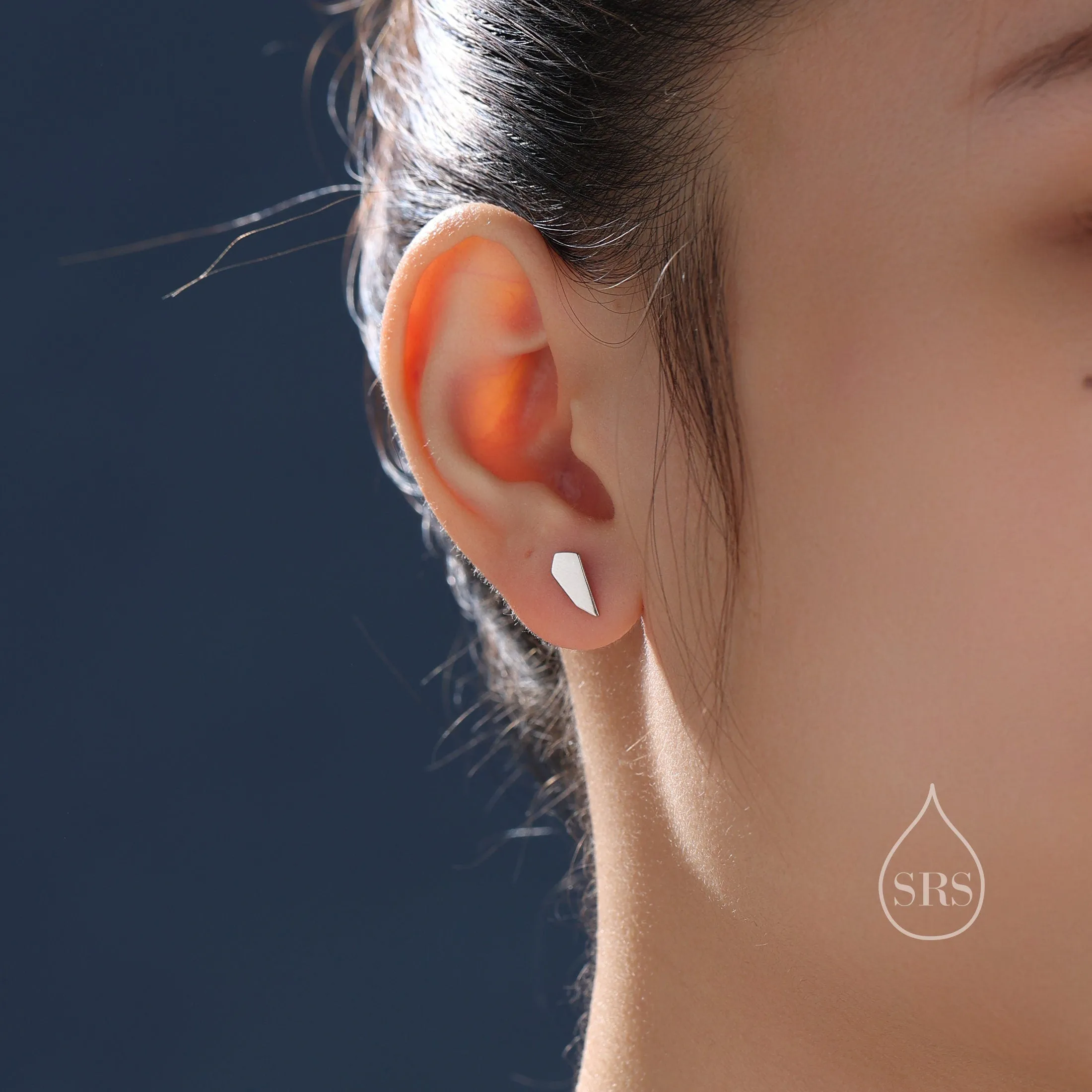 Asymmetric Polygon Stud Earrings in Sterling Silver, Silver or Gold, Mismatched Geometric Minimalist Design