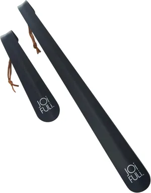 Black Matte Metal Shoe Horn Set 16.375" & 7.5", Stainless Steel Shoe Horn Long Handle for Seniors Shoe Horn for Kids, Extra Long Shoe Horn for Men & Women, Travel Boot Shoehorn Shoe Helper