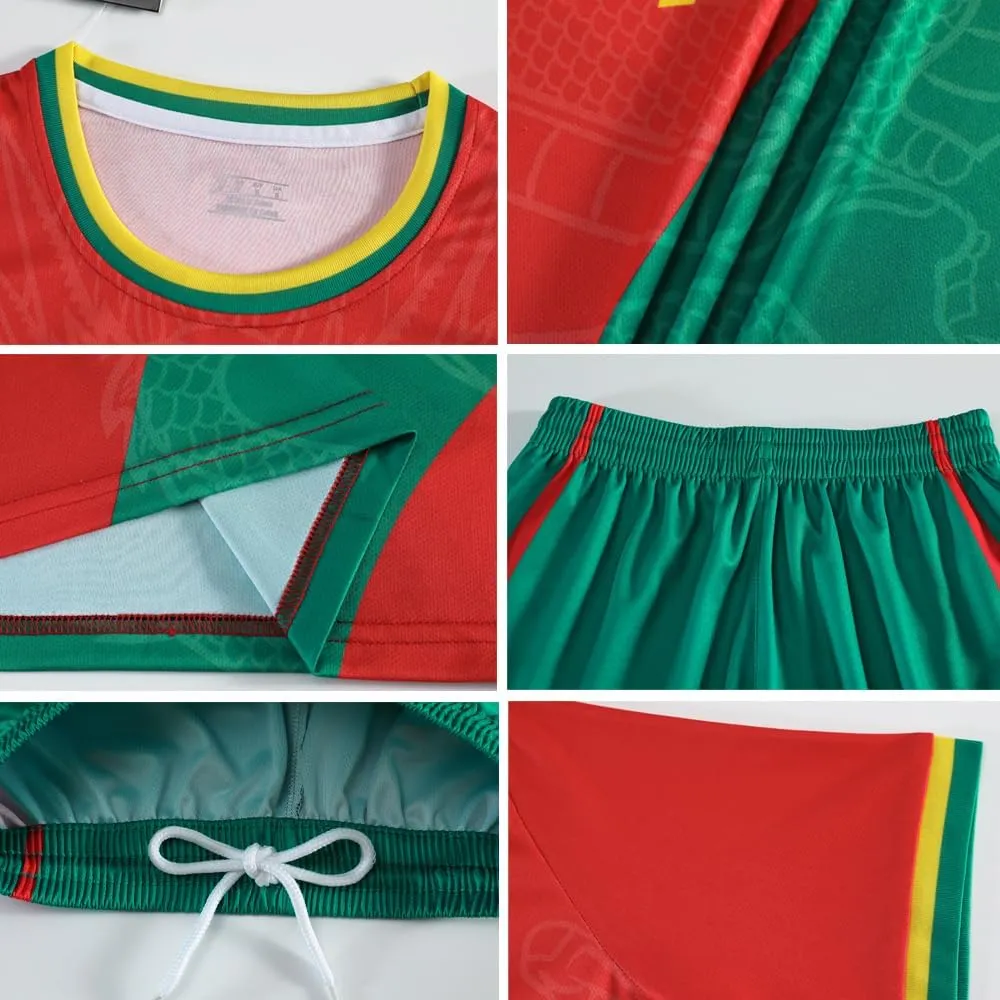 Casmyd Boys Soccer Jersey Kids Pourtugal Jersey Kit Youth Soccer Team Unifom Dragon Sports Fan Shirt Set for Boys&Girls