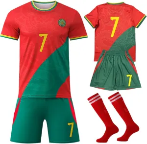 Casmyd Boys Soccer Jersey Kids Pourtugal Jersey Kit Youth Soccer Team Unifom Dragon Sports Fan Shirt Set for Boys&Girls