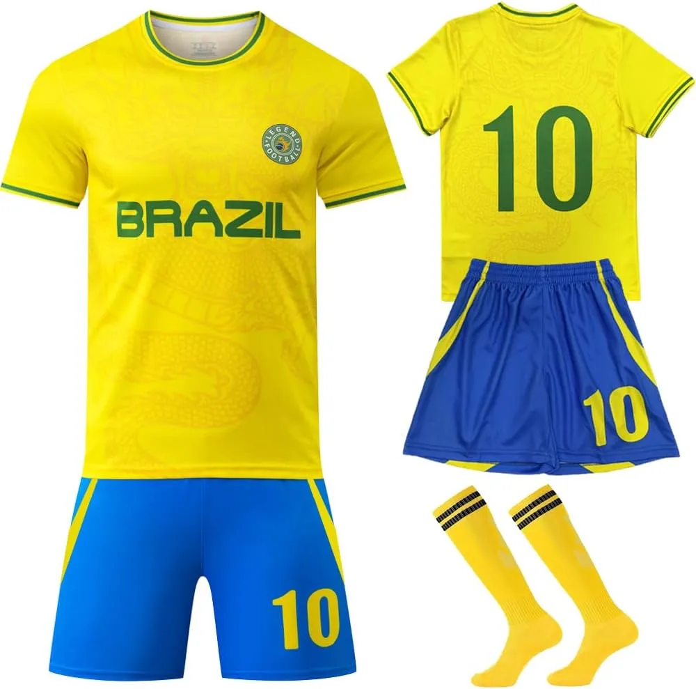 Casmyd Boys Soccer Jersey Kids Pourtugal Jersey Kit Youth Soccer Team Unifom Dragon Sports Fan Shirt Set for Boys&Girls