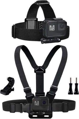 Chest Mount Harness Chesty Vest Head Mount Strap for Action Camera Compatible with GoPro Hero 12,11,10,9,8,Max,Go Pro Hero 7,6, 5,4, Session,3 ,3,Hero (2018),Fusion,DJI Osmo,AKASO