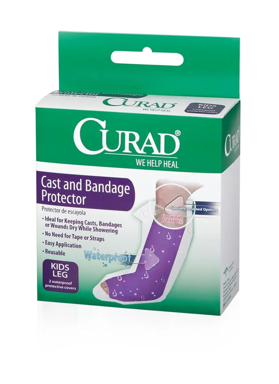 CURAD Child Leg Cast and Bandage Protectors, Water Resistant, Reusable, Ideal for Shower and Bath - Pack of 2