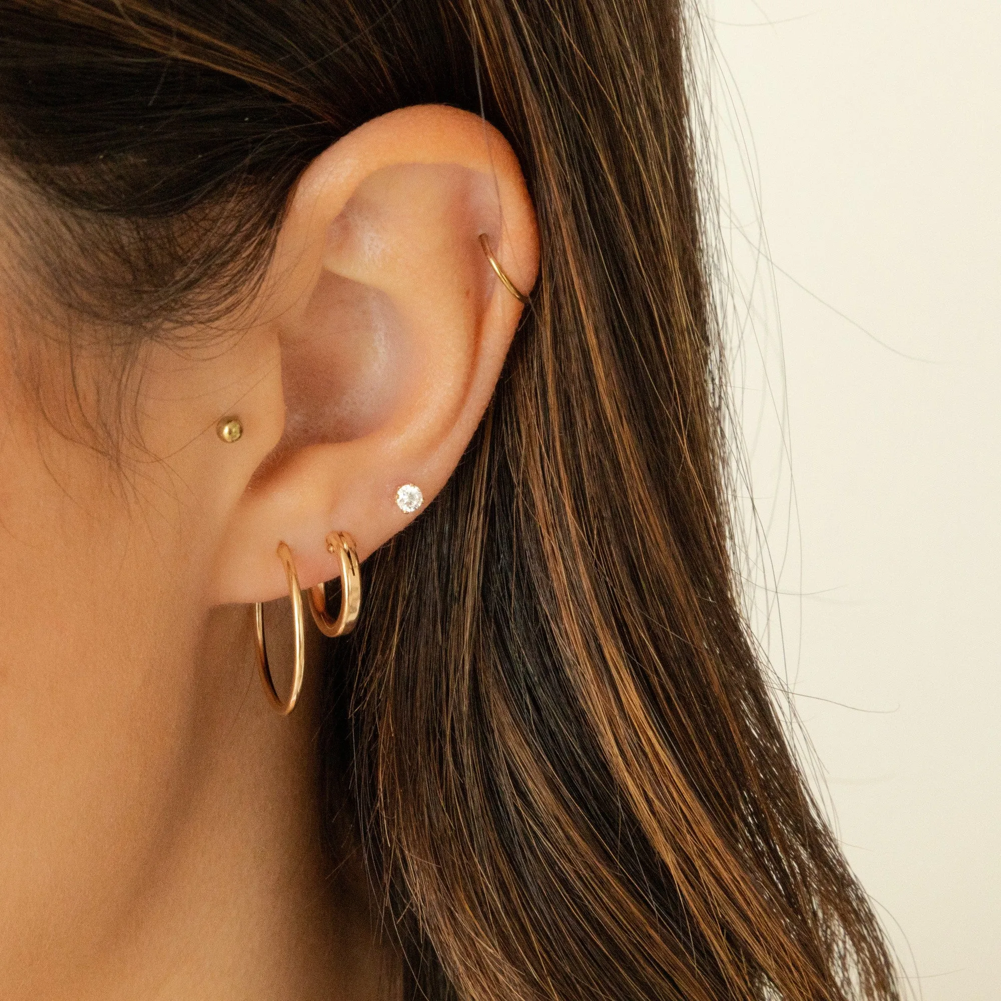 Dainty Stud Earrings Set - 14k