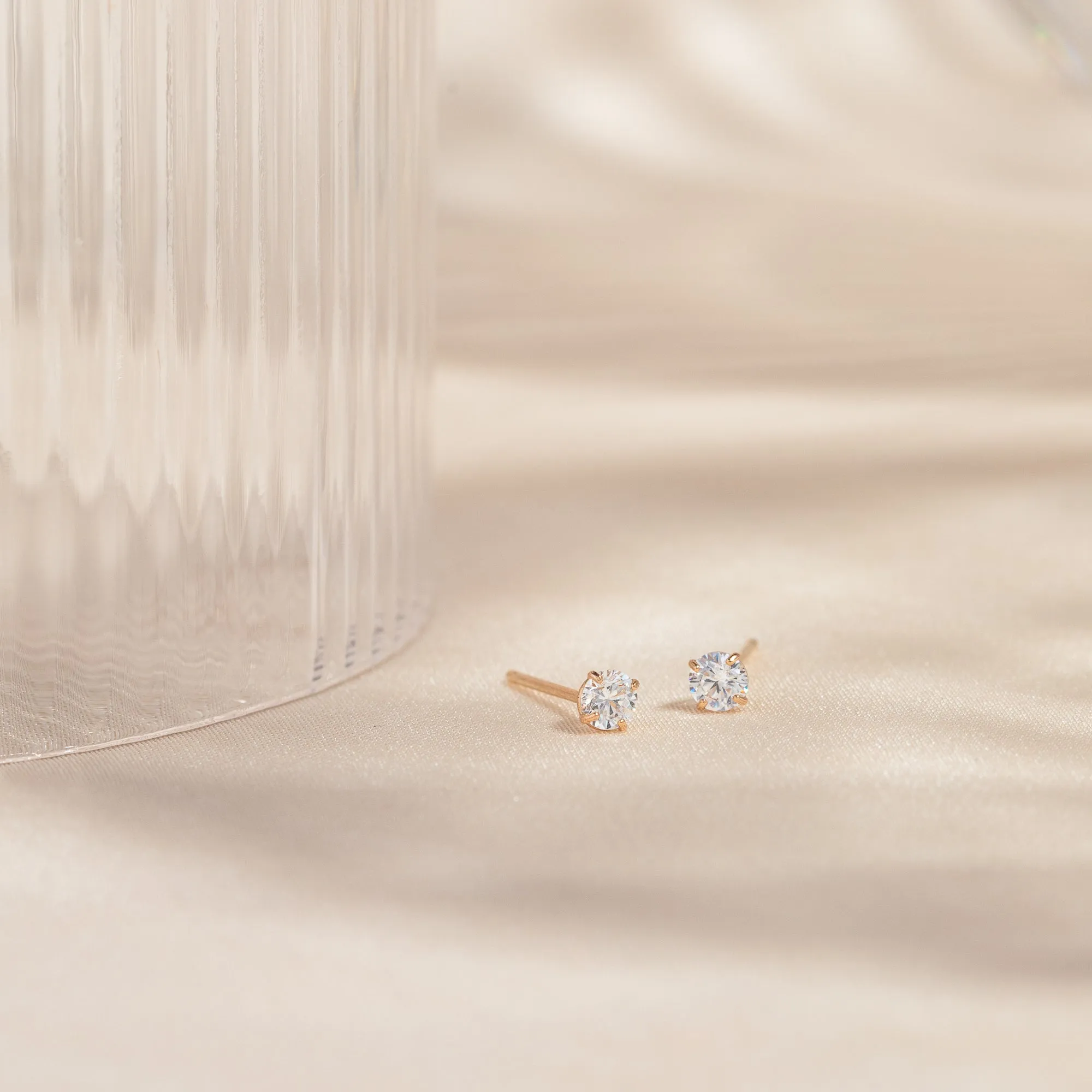 Dainty Stud Earrings Set - 14k