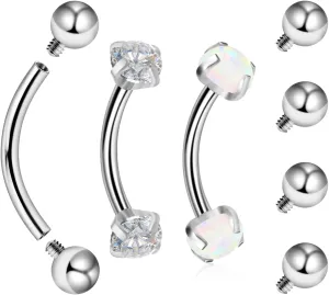 Dyknasz Internally Threaded Eyebrow Piercing Jewelry Surgical Steel Curved Barbell Tiny Eyebrow Ring Vertical Labret Lip Jewelry Ear Rook Navel Small Belly Button Ring for Women Men 16g