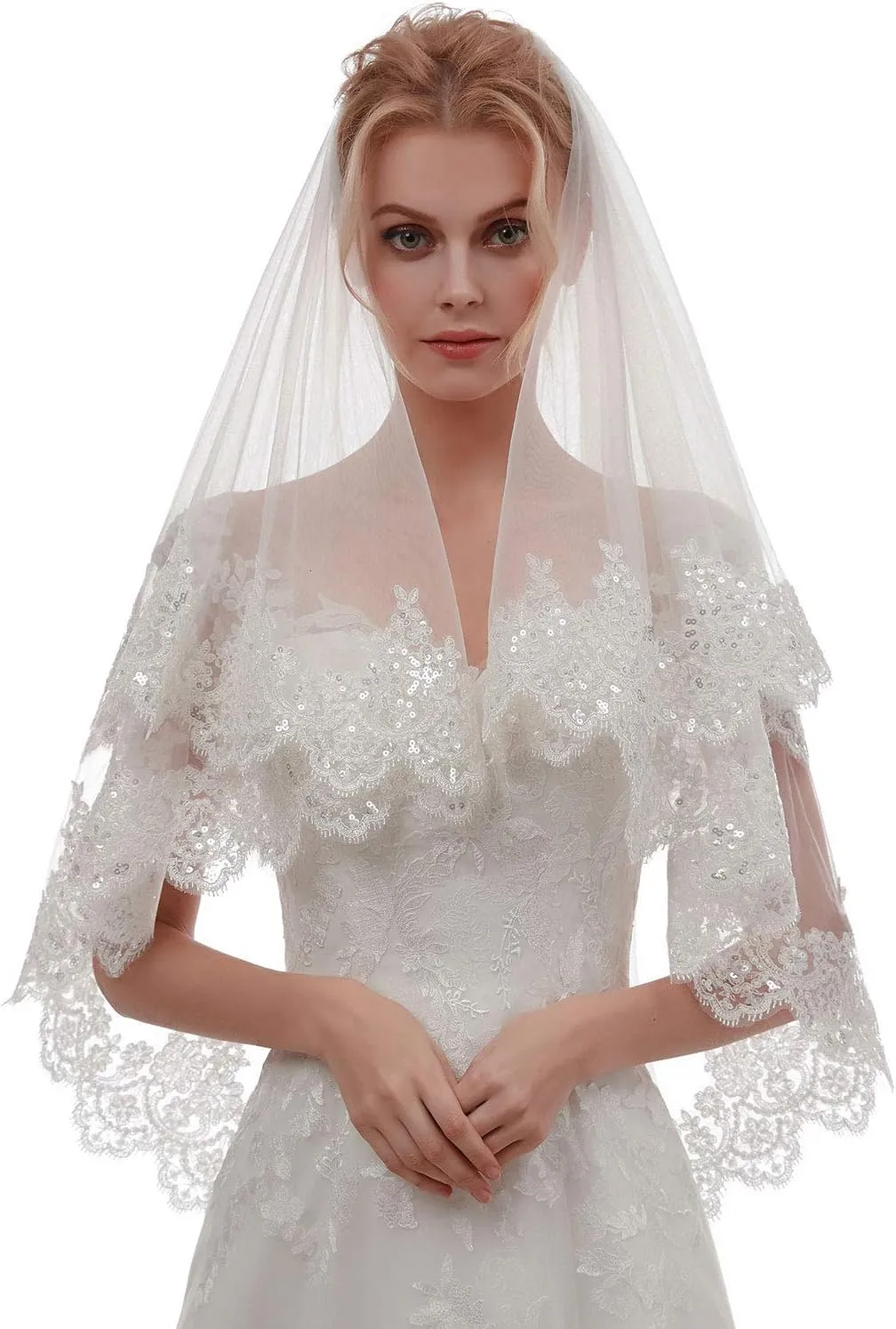 EllieHouse Women's Short 2 Tier Wedding Bridal Veil With Comb L24