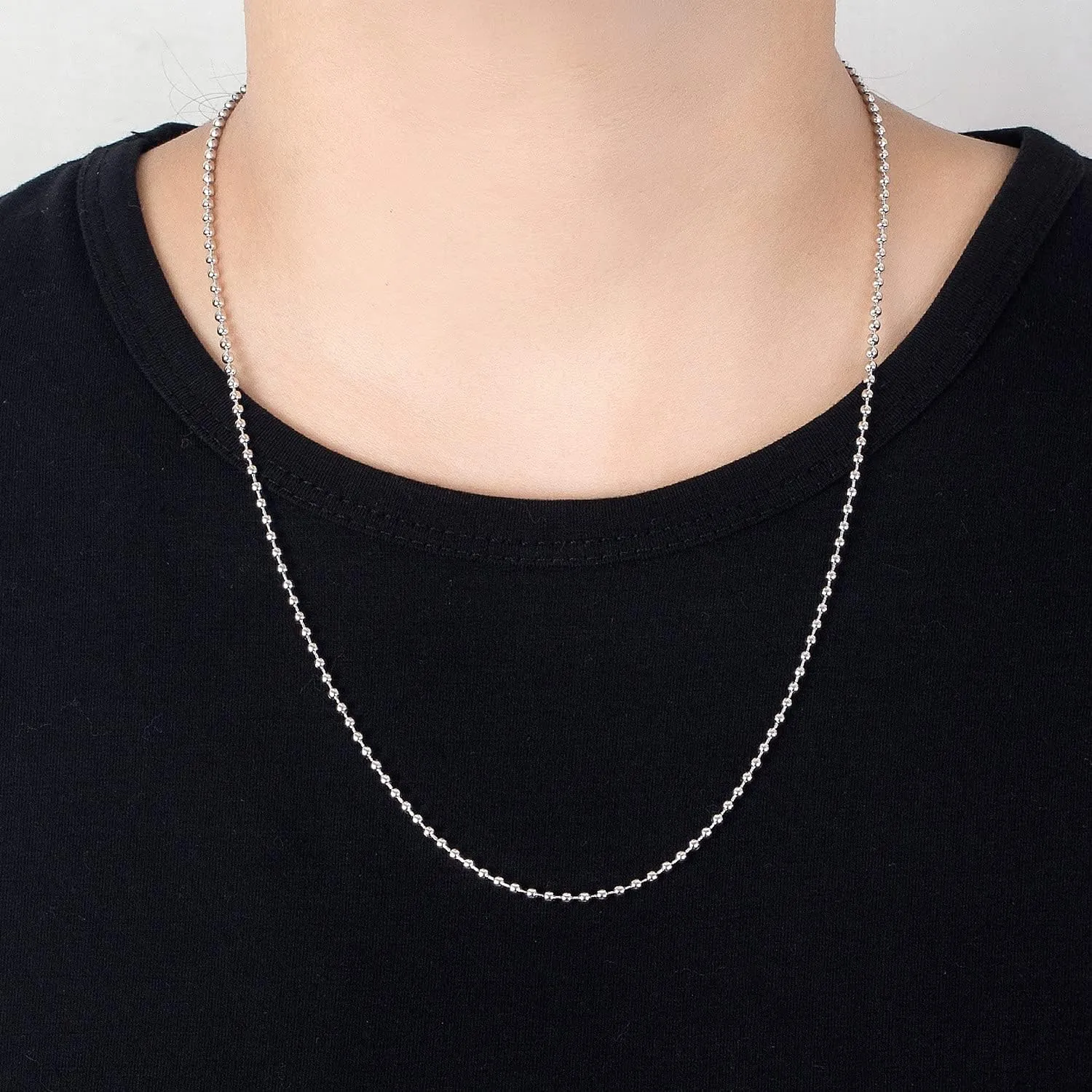 Fashion 100% 925 Sterling Silver Necklace Men & Women 2.3MM 18 "20" 22 "24" 26 "28" Solid Silver Bead Chain Pendant Link Jewelry Gift