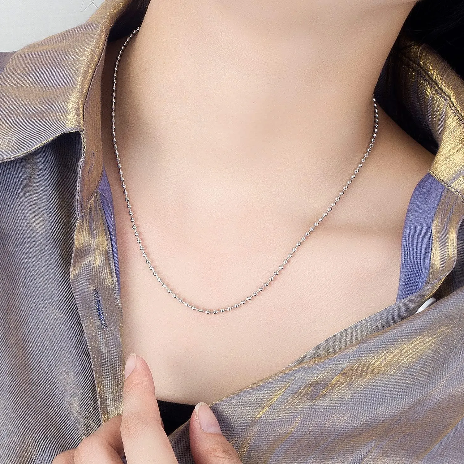 Fashion 100% 925 Sterling Silver Necklace Men & Women 2.3MM 18 "20" 22 "24" 26 "28" Solid Silver Bead Chain Pendant Link Jewelry Gift