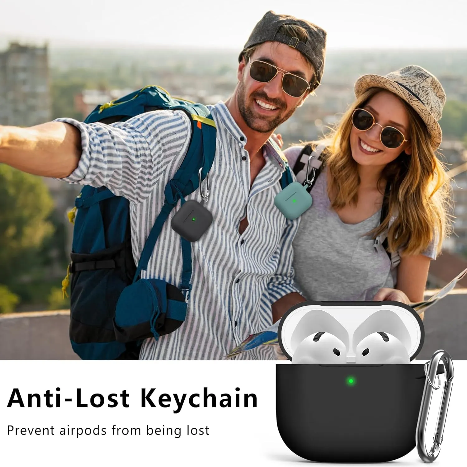 for AirPods 4 Case Cover 2024 with Cleaner Kit,Soft Silicone Protective Case for Apple AirPods 4th Generation Case for Women Men,AirPod 4 Case Accessories with Keychain-Black