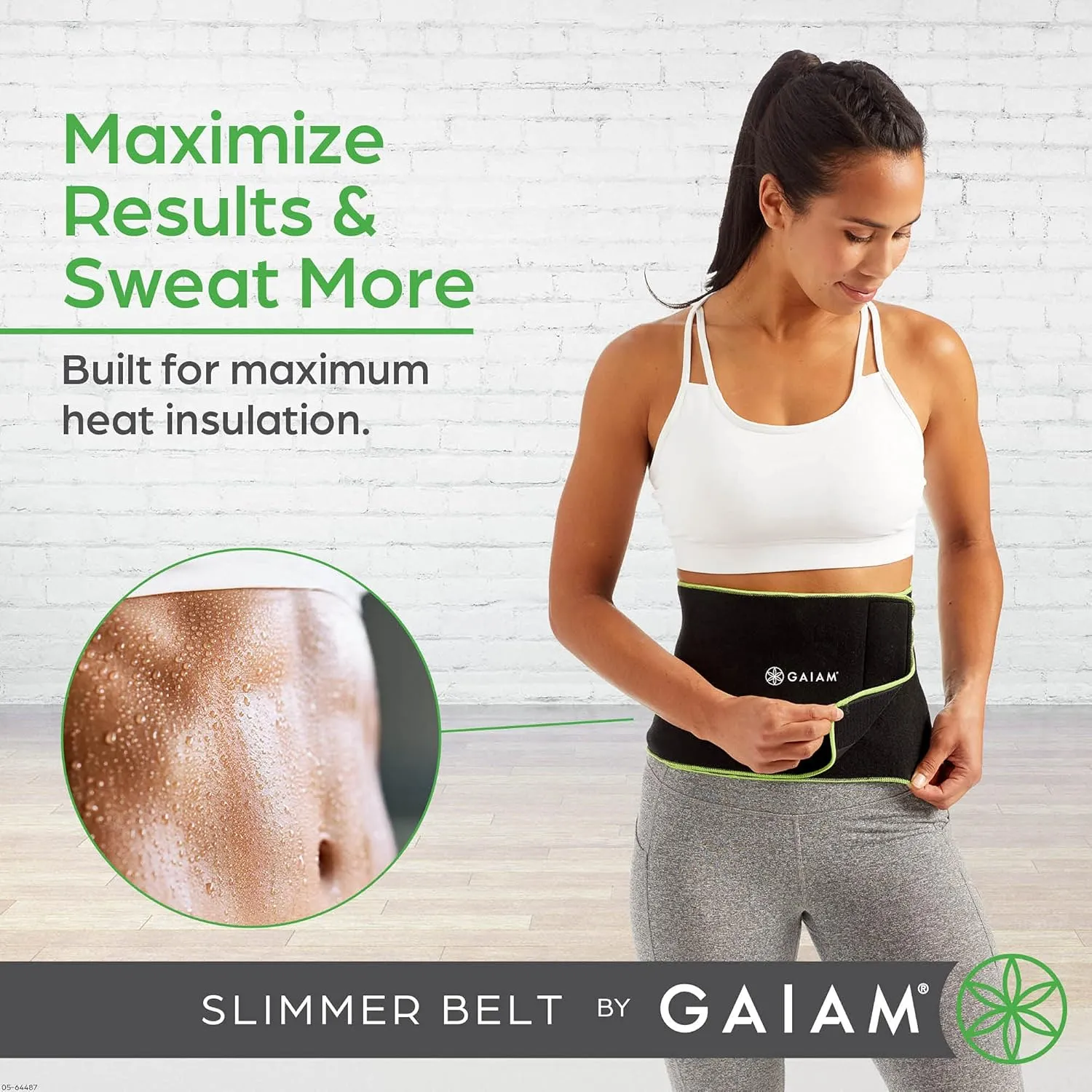Gaiam Waist Trainer for Women and Men - Adjustable Slimmer Belt and Sweat Band for Lower-Back Support and Activated Core