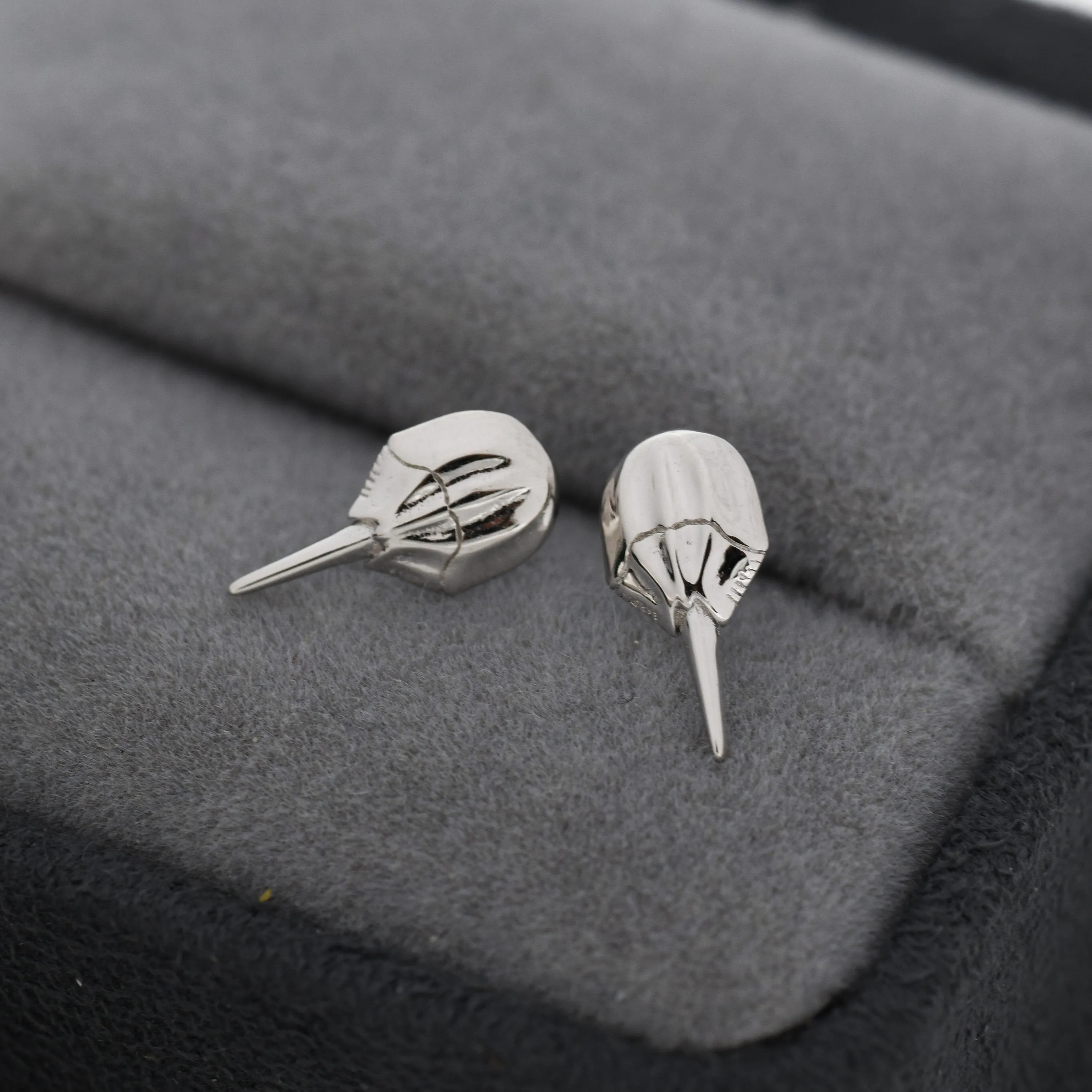 Horseshoe Crab Stud Earrings in Sterling Silver, Silver or Gold, Ocean Animal,  Nature Inspired Animal Earrings