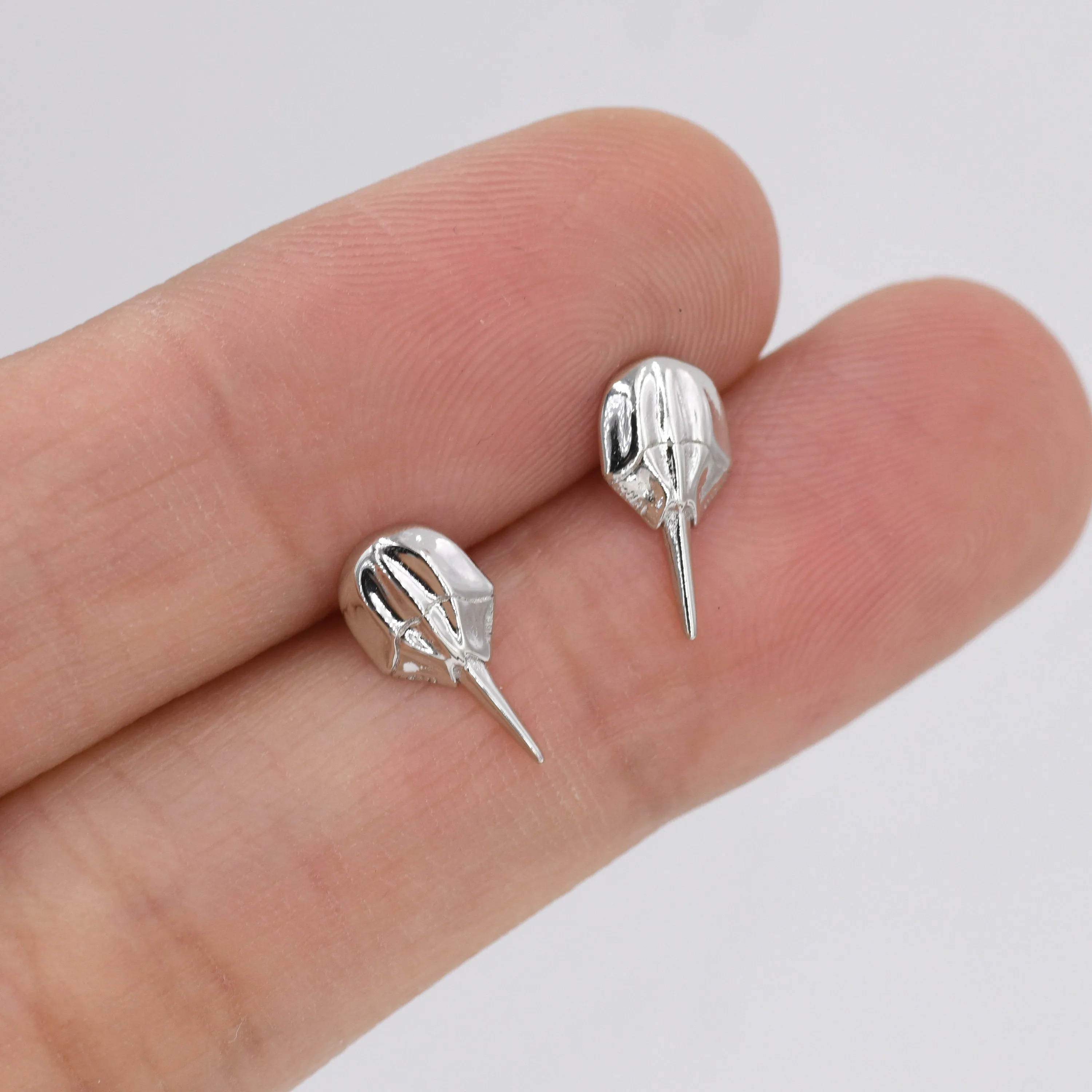 Horseshoe Crab Stud Earrings in Sterling Silver, Silver or Gold, Ocean Animal,  Nature Inspired Animal Earrings
