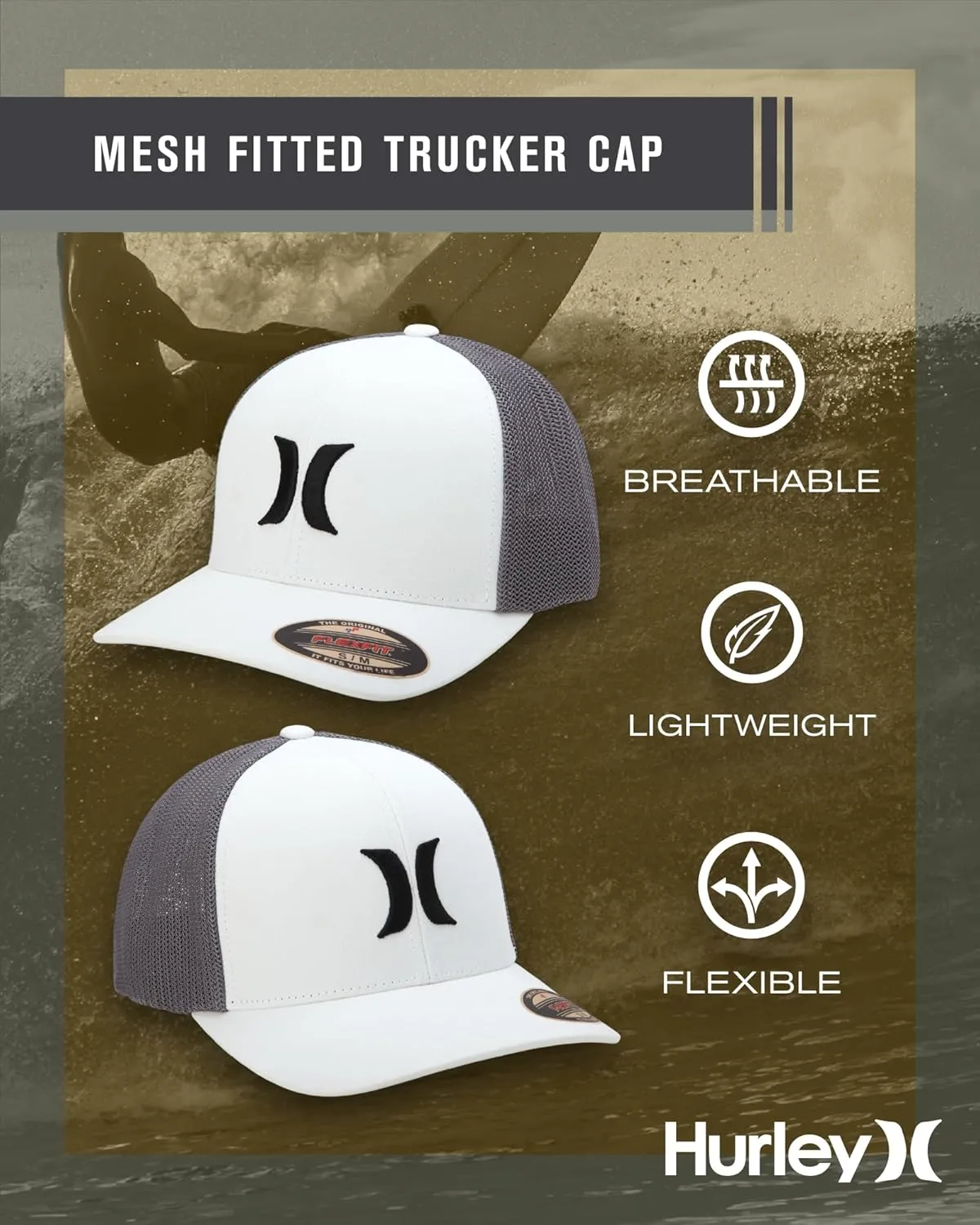 Hurley Men's Hat - Laguna Icon Mesh Fitted Trucker Cap