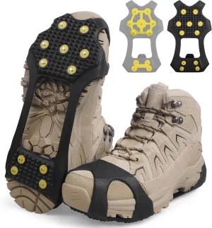 Ice Cleats Snow Traction Crampons for Shoes and Boots,11-Stud Ice Cleats Walking Traction Grips Anti-Slip Ice Snow Grippers Over Shoe for Women Men Walking on Snow and Ice