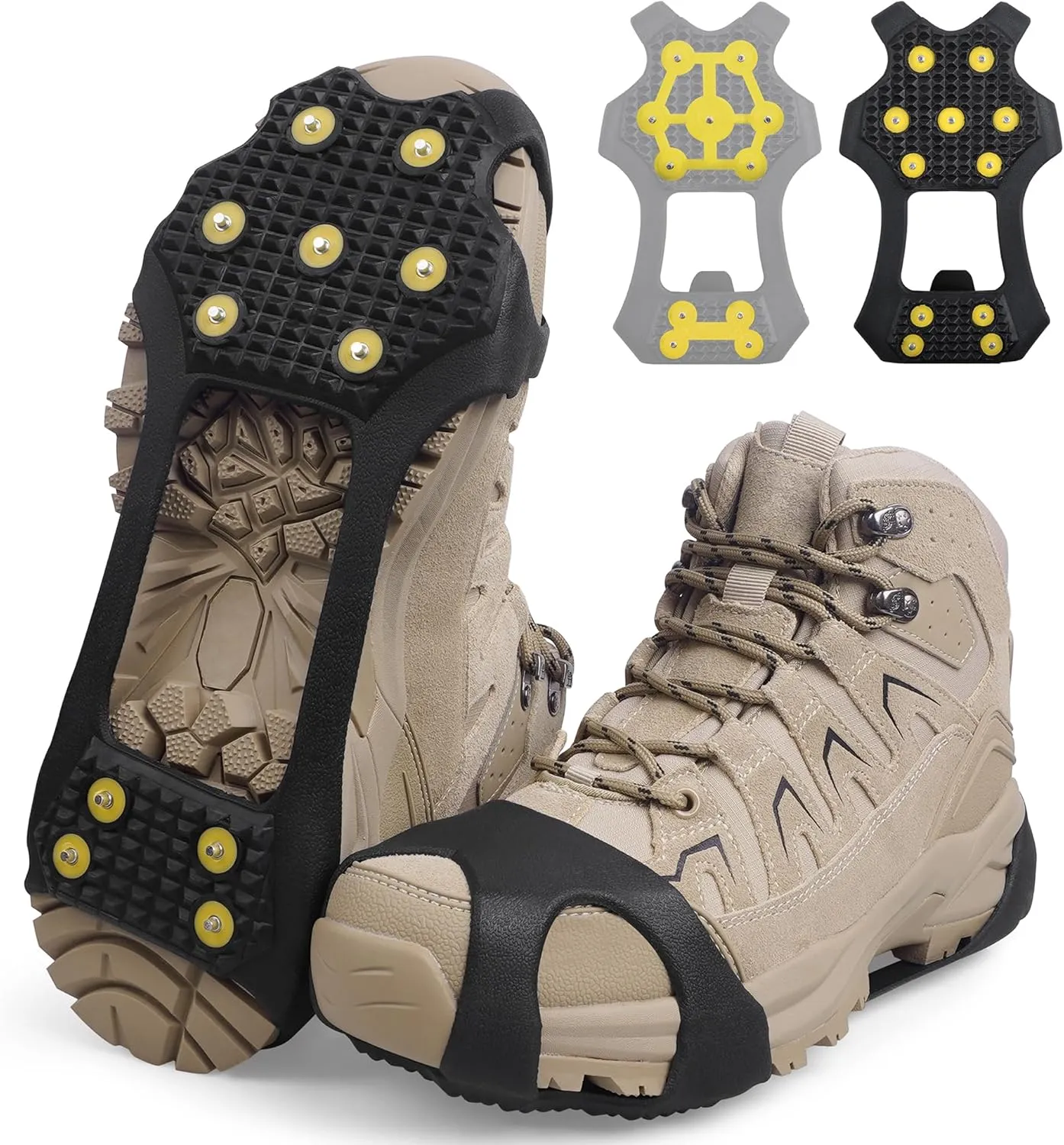 Ice Cleats Snow Traction Crampons for Shoes and Boots,11-Stud Ice Cleats Walking Traction Grips Anti-Slip Ice Snow Grippers Over Shoe for Women Men Walking on Snow and Ice