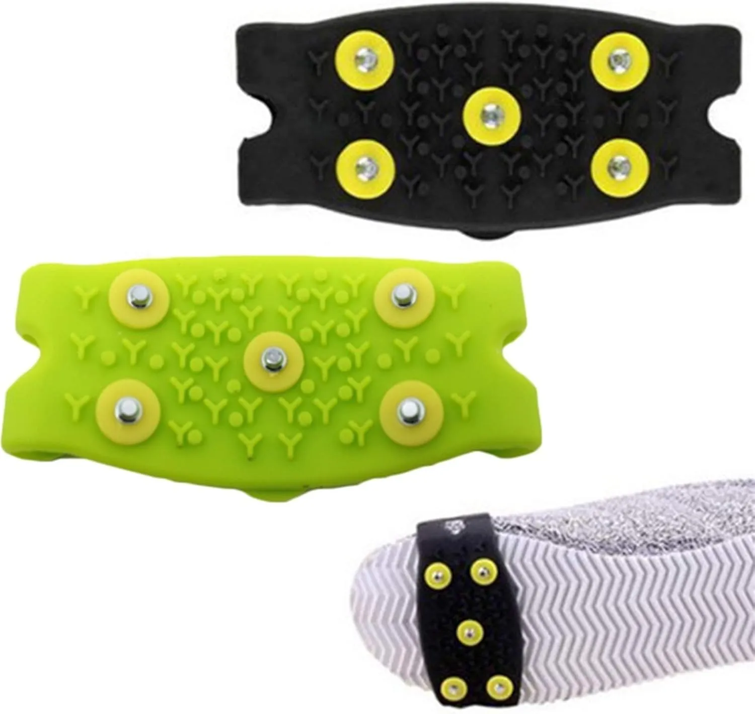 Ice Snow Grips 1 Pair 5-Stud Crampon Snow Ice Claw Climbing Anti Slip Spikes Snow and Ice Crampons Anti-Skid Shoe Spikes Snow Hiking Anti Slip Ice Grips for Shoes