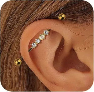 Industrial Bar Piercing Jewelry 14G Industrial Barbell Surgical Steel for Women Men With CZ 14G Curved Barbell External Threaded Piercing Cartilage Earring Vertical Labret Accents Body Piercing Jewelry 1 1/2 Inch 38mm
