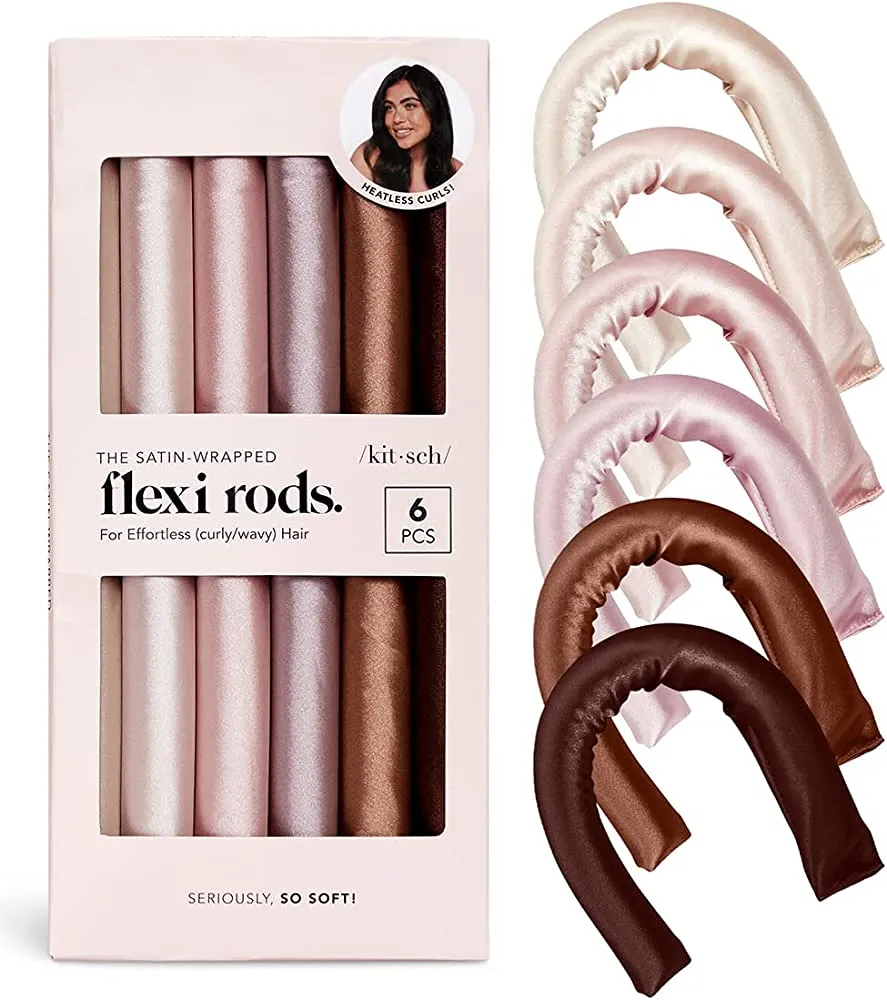 KITSCH SATIN WRAPPED FLEXI RODS HEATLESS CURLING SET ROSEWOOD