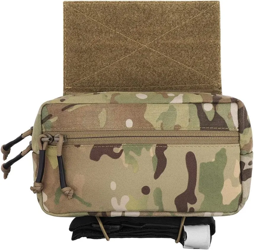 KRYDEX Tactical Waist Pack Sub Abdominal Carrying Kit Bag with Hook and Loop Panel for Tactical Vest Chest Rig (Camo)