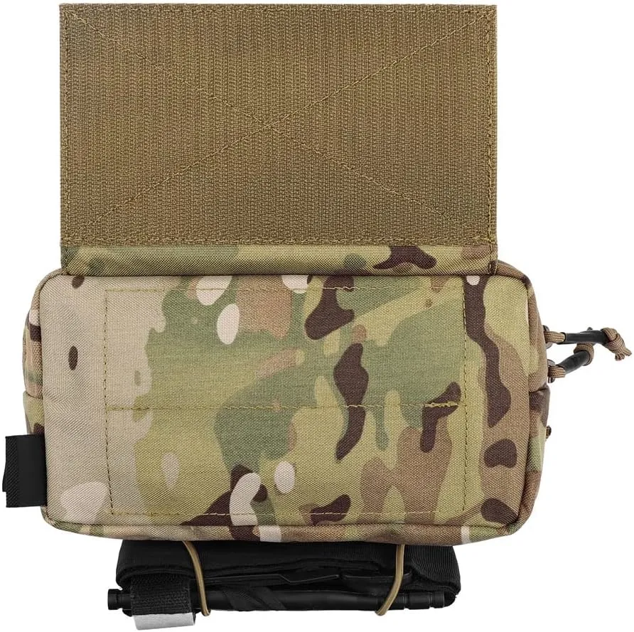 KRYDEX Tactical Waist Pack Sub Abdominal Carrying Kit Bag with Hook and Loop Panel for Tactical Vest Chest Rig (Camo)