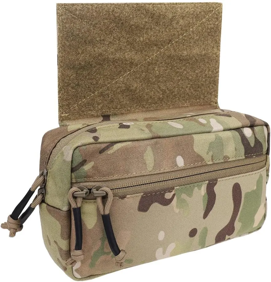 KRYDEX Tactical Waist Pack Sub Abdominal Carrying Kit Bag with Hook and Loop Panel for Tactical Vest Chest Rig (Camo)