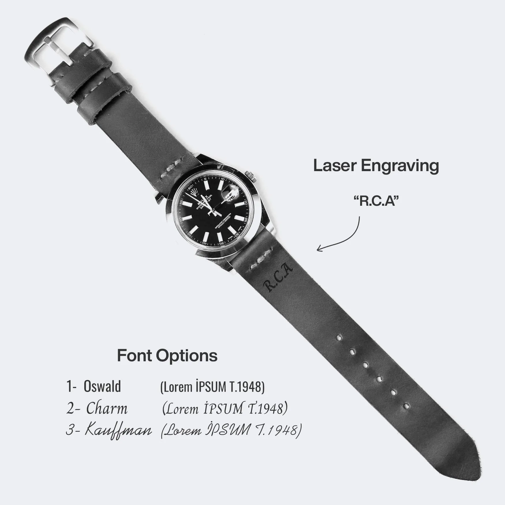 Leather Watch Strap - Blue Coral