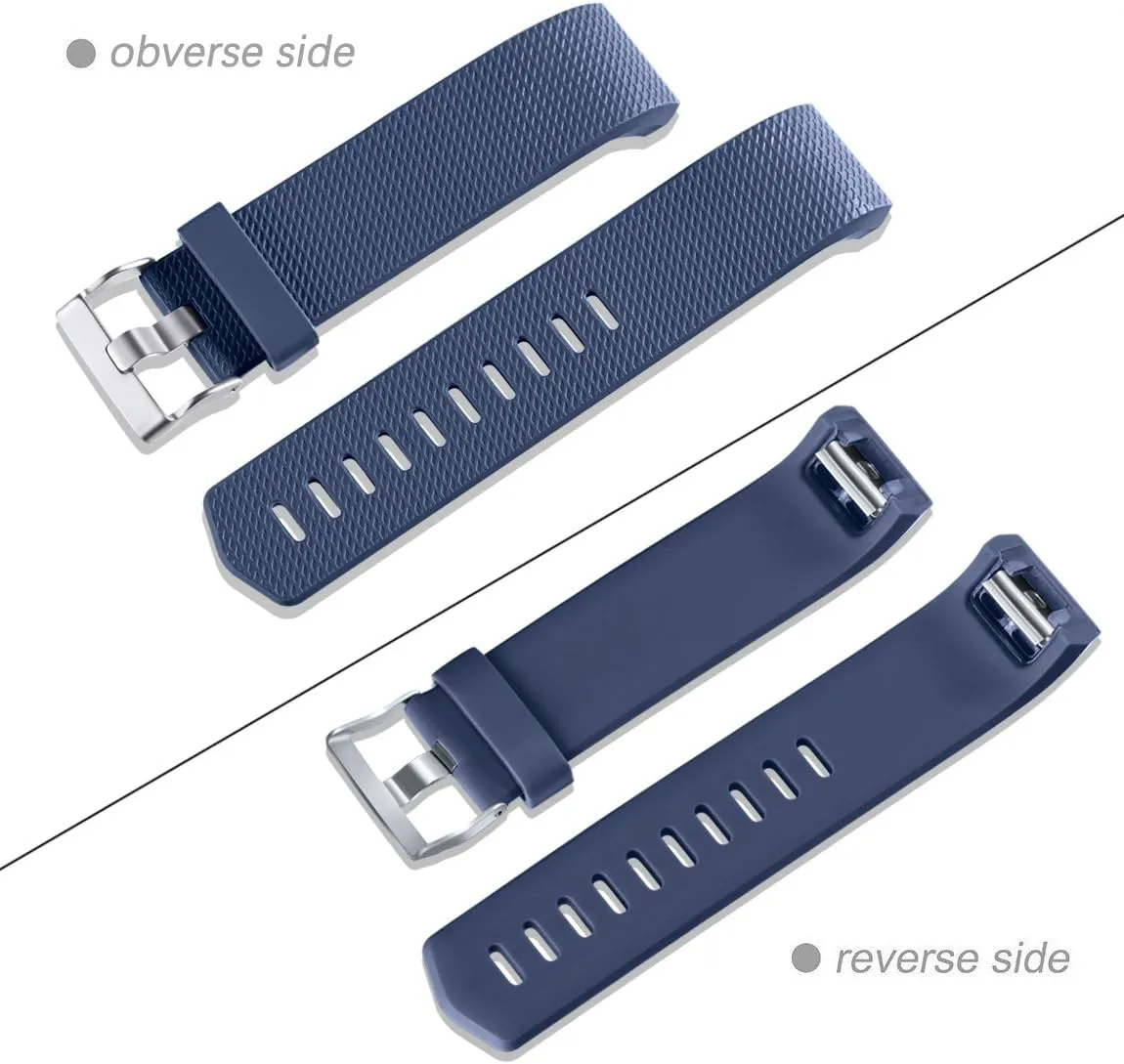 Maledan Bands Replacement Compatible with Fitbit Charge 2, 3-Pack, Large Gray/Blue/Black