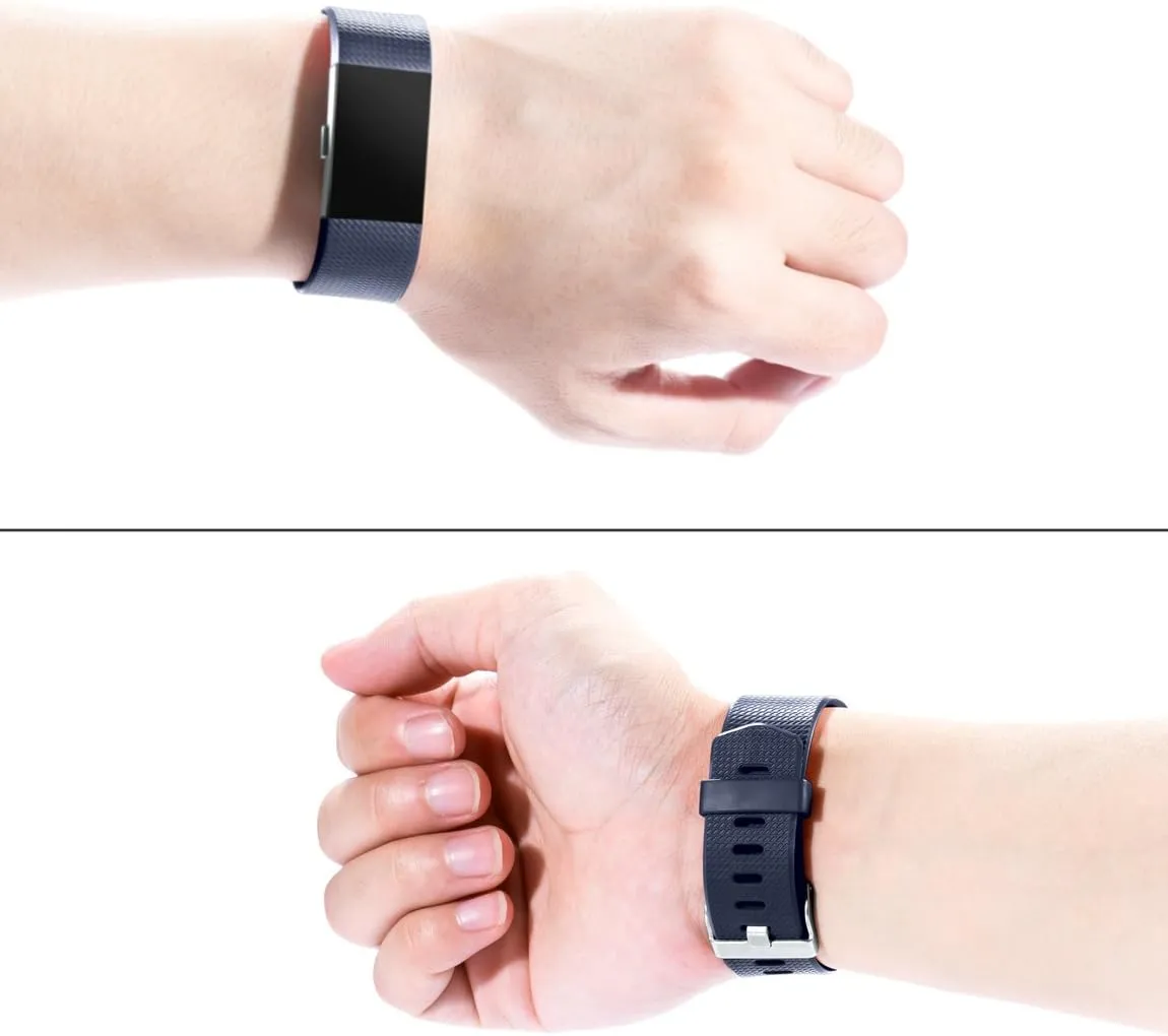 Maledan Bands Replacement Compatible with Fitbit Charge 2, 3-Pack, Large Gray/Blue/Black