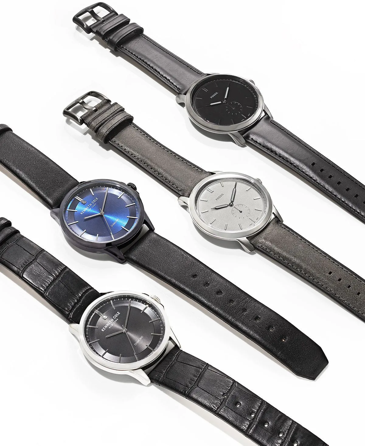 Men's Minimalist Watch with Black Leather Strap, 44mm Fossil