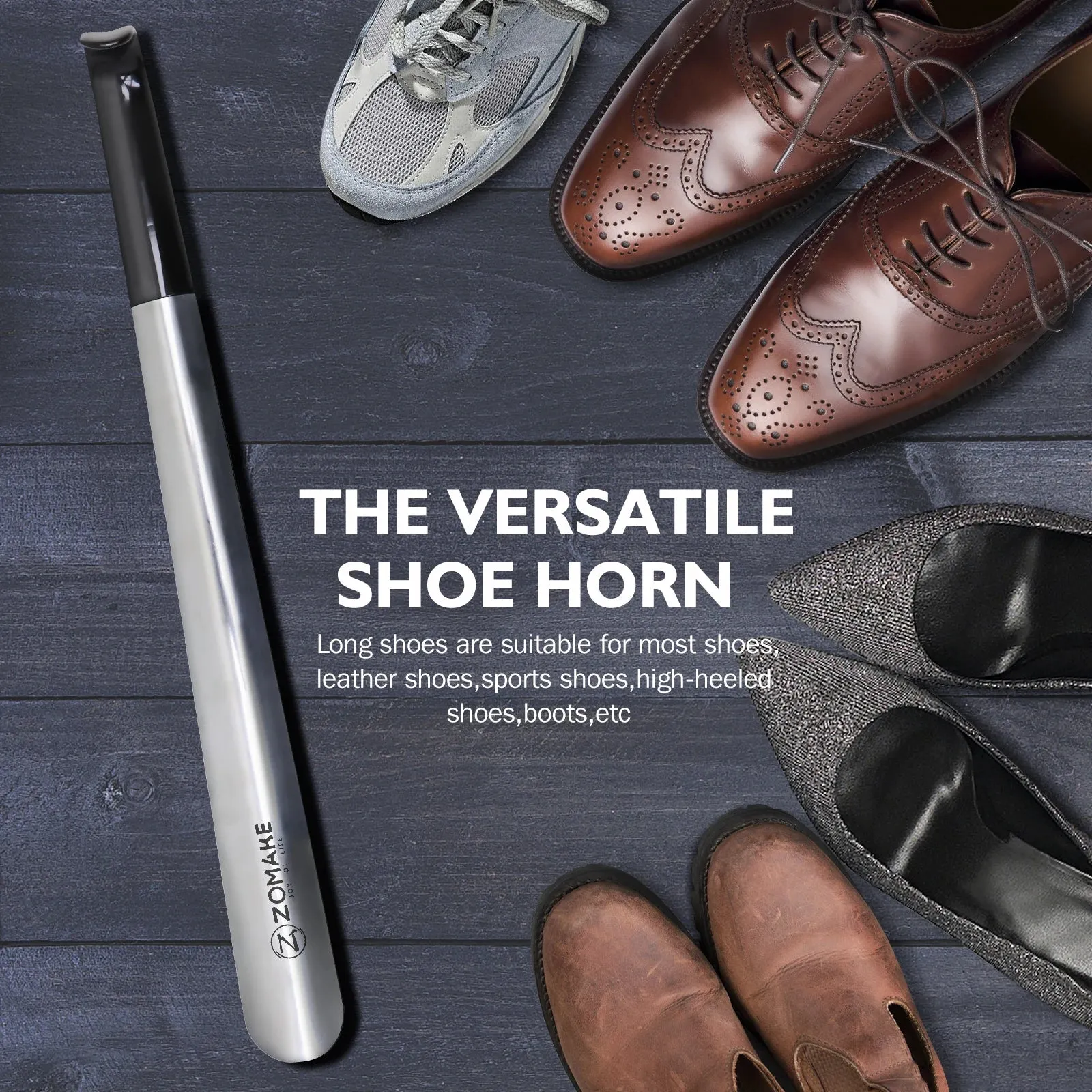 Metal Long Handle 16.5"  Bend-Free Shoehorn Helper For The Elderly