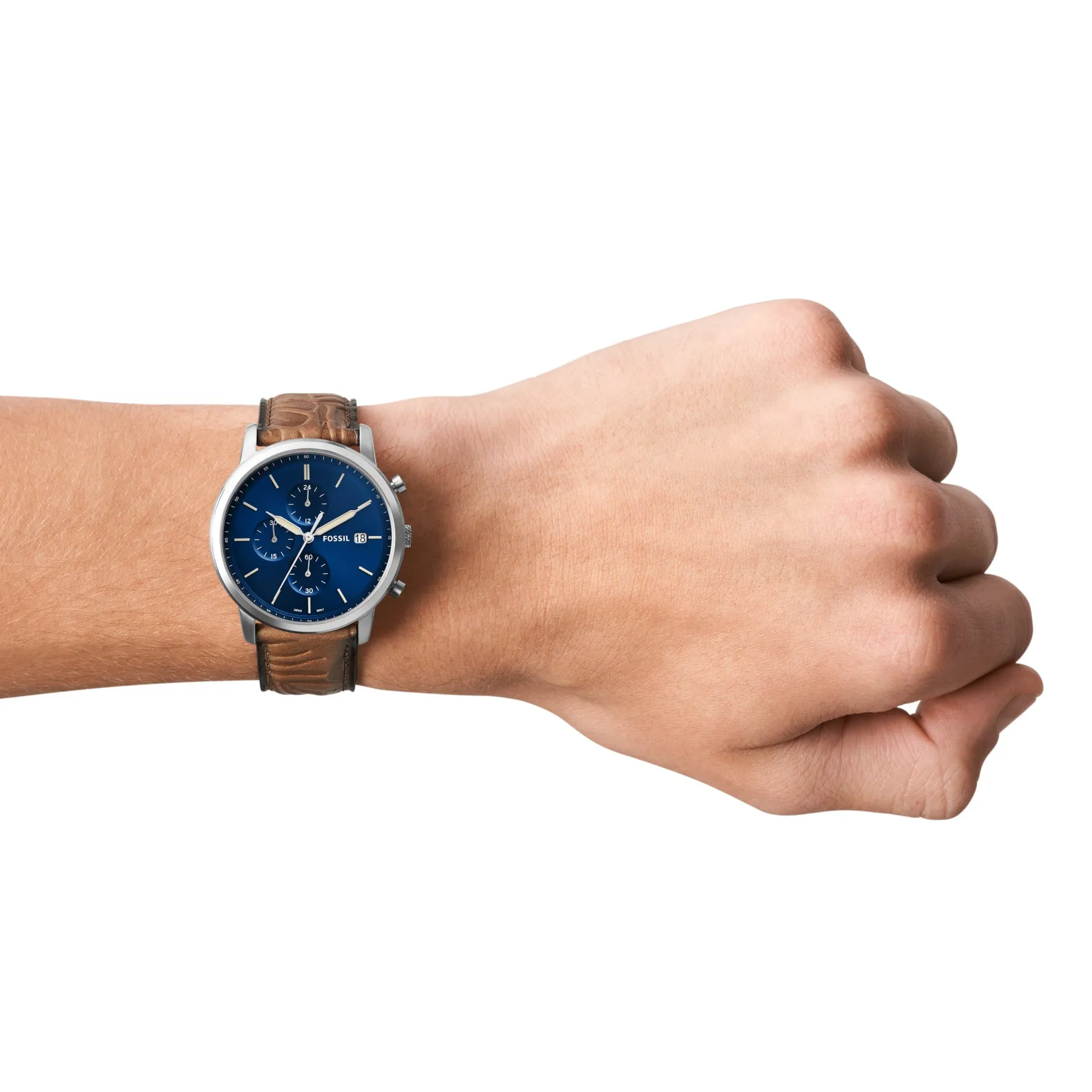 Minimalist Chronograph Tan Eco Leather Watch