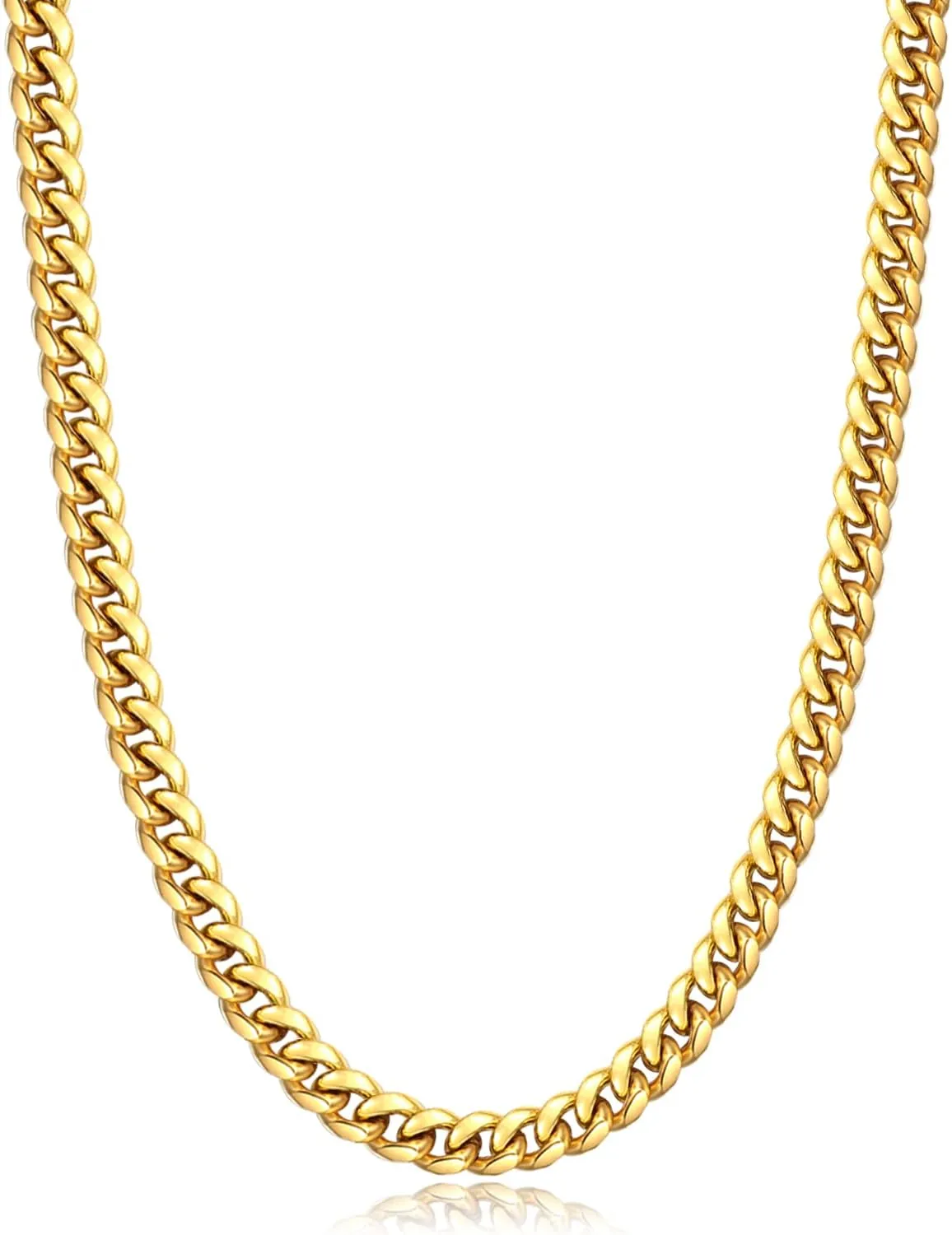 Momlovu Gold Chain Silver Chain for Men Boys, 4mm/6mm Non-Tarnish 18K Gold-Plated Cuban Link Chain, Cool Men's Necklace Chain 18/20/22/24/26 Inch, Durable Lobster Clasp