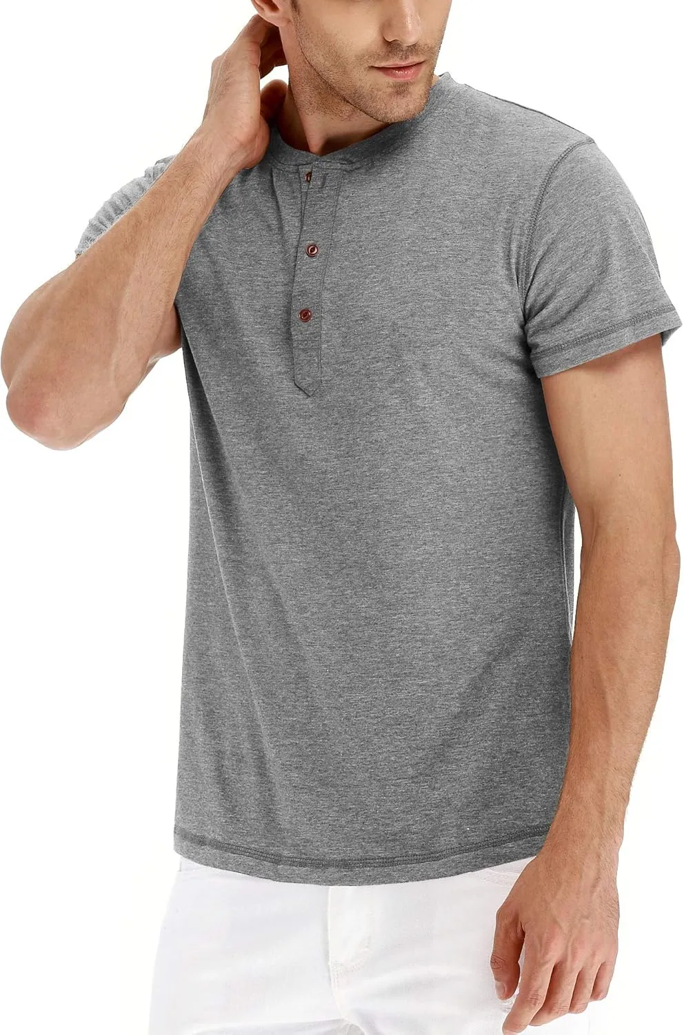 NITAGUT Mens Fashion Casual Front Placket Basic Long/Short Sleeve Henley T-Shirts