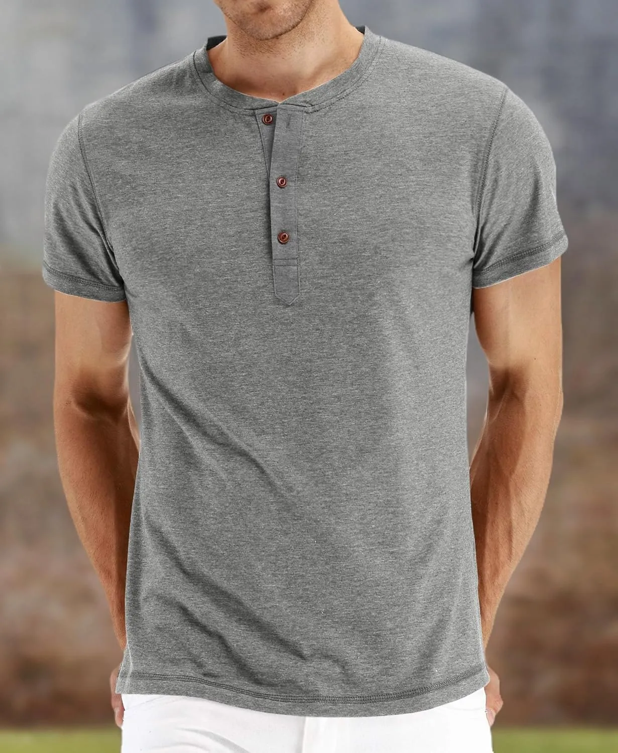 NITAGUT Mens Fashion Casual Front Placket Basic Long/Short Sleeve Henley T-Shirts