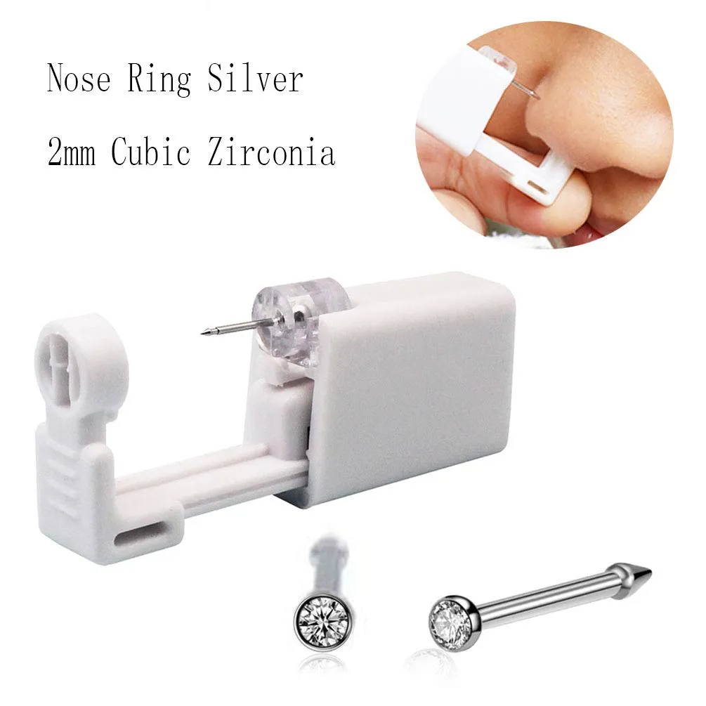 Nose Piercing Kit, Nose Pierce Kit Nose Piercing Gun Self Nose Piercing Gun Kit Nose Piercing Gun Kit Tool (White)