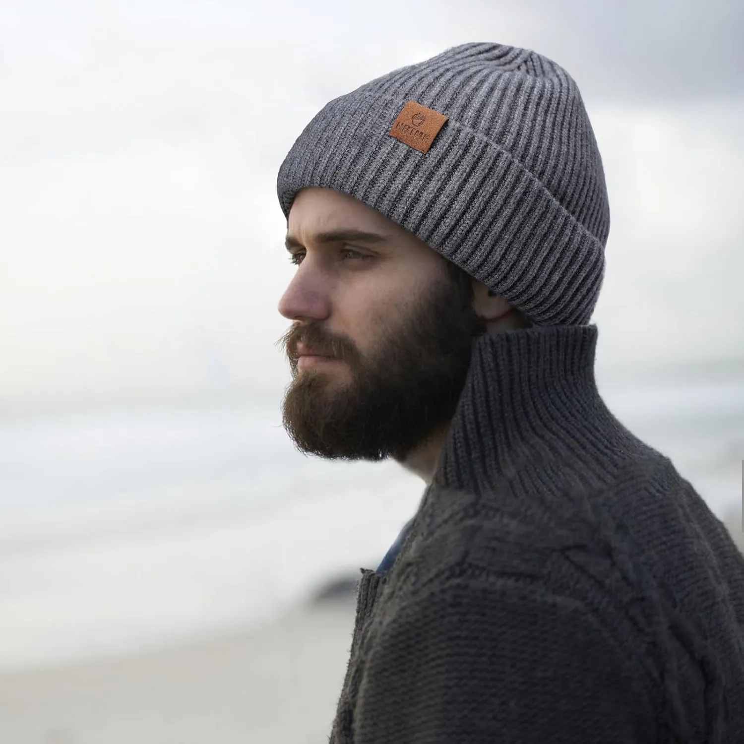 Oversize XXL Winter Beanie Knit Hat for Men - Daily Knit Ribbed Cap - Warm Toboggan Skull Caps for Cold Weather