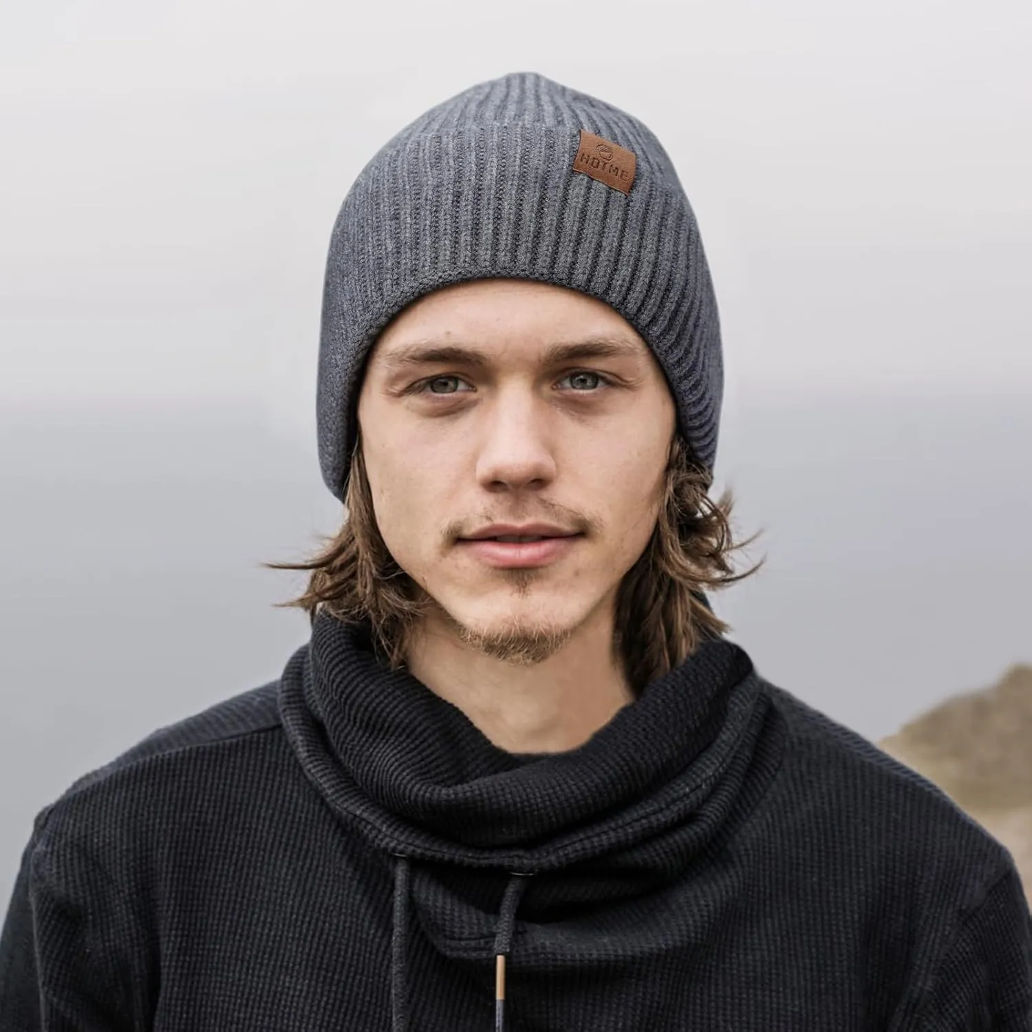 Oversize XXL Winter Beanie Knit Hat for Men - Daily Knit Ribbed Cap - Warm Toboggan Skull Caps for Cold Weather