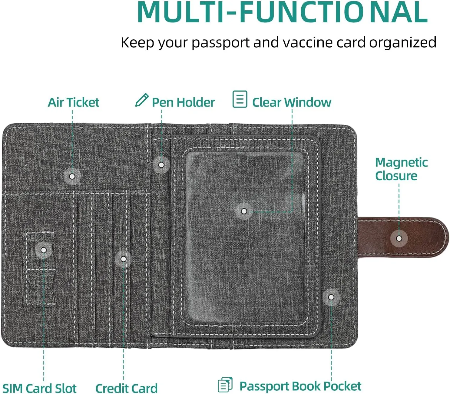 passport holder, passport cover, vaccine card holder, waterproof leather travel wallet with rfid blocking for men/women
