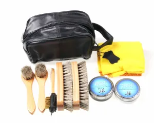 Personalised Beeswax shoe cleaning kit in leather bag