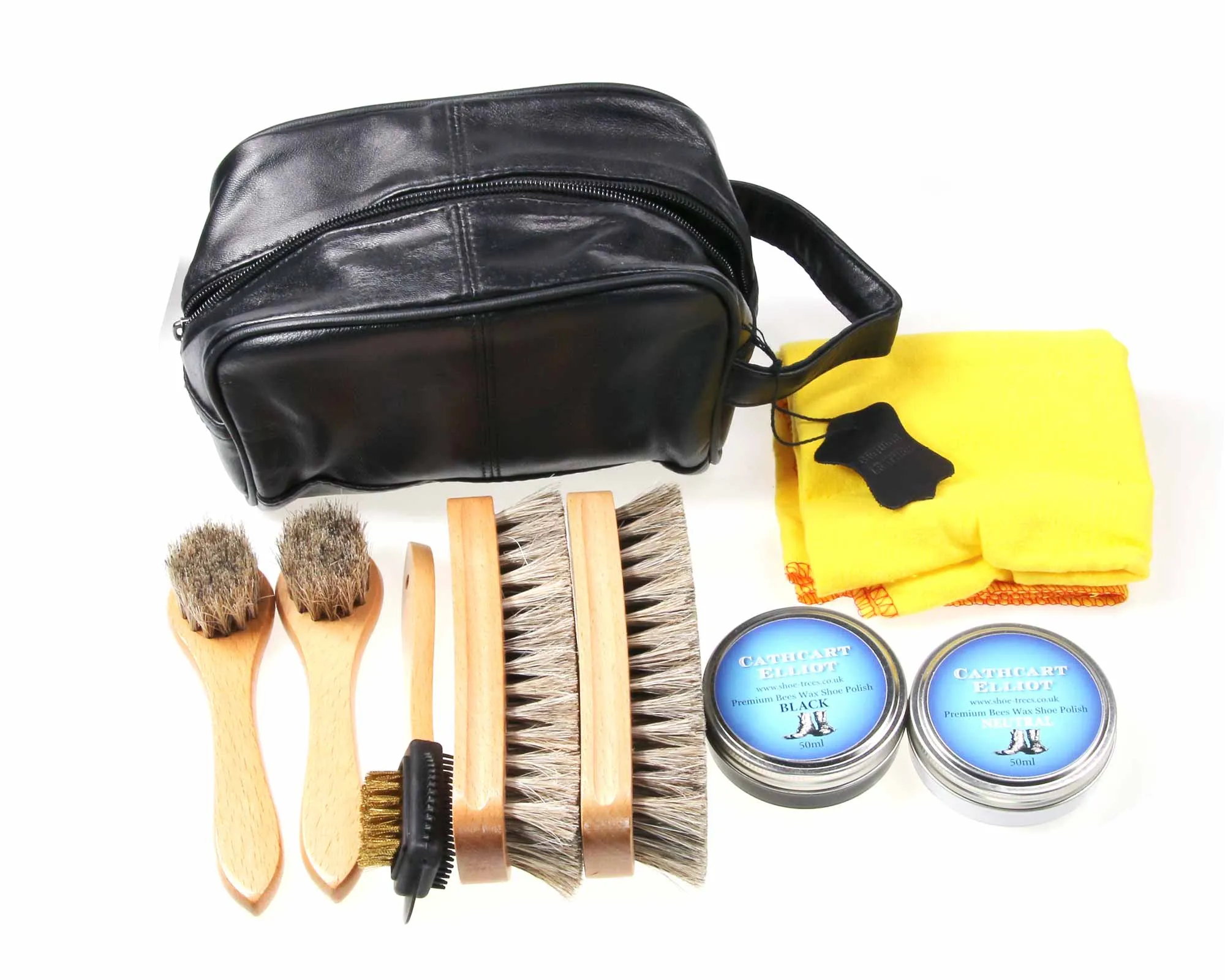 Personalised Beeswax shoe cleaning kit in leather bag
