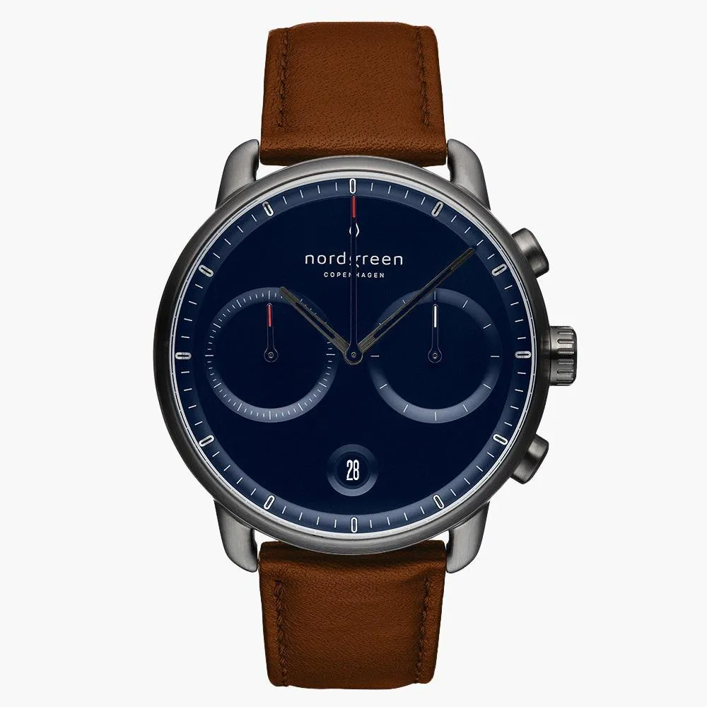 Pioneer | Navy Dial - Brown Vegan Leather