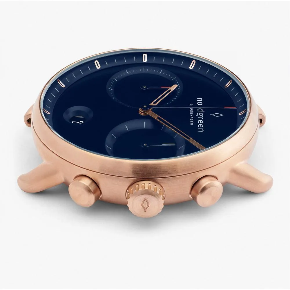 Pioneer | Navy Dial - Brown Vegan Leather